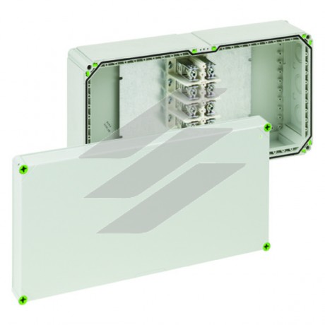 Розподільча коробка Aboх-i 2400-240² (640х320х179мм), полікарбонат, клема 4х240мм² (2х240², 2х185² або4х120² (AL/CU) на кожний полюс), 18 вводів (8-М20/М25, 2-М32/М40, 1хМ40/М50, бокові 4-М16, 3хМ40/М50), IP65, Spelsberg